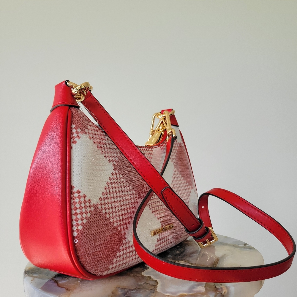 NWT Michael Kors Red Cora Sequin Women's Bag